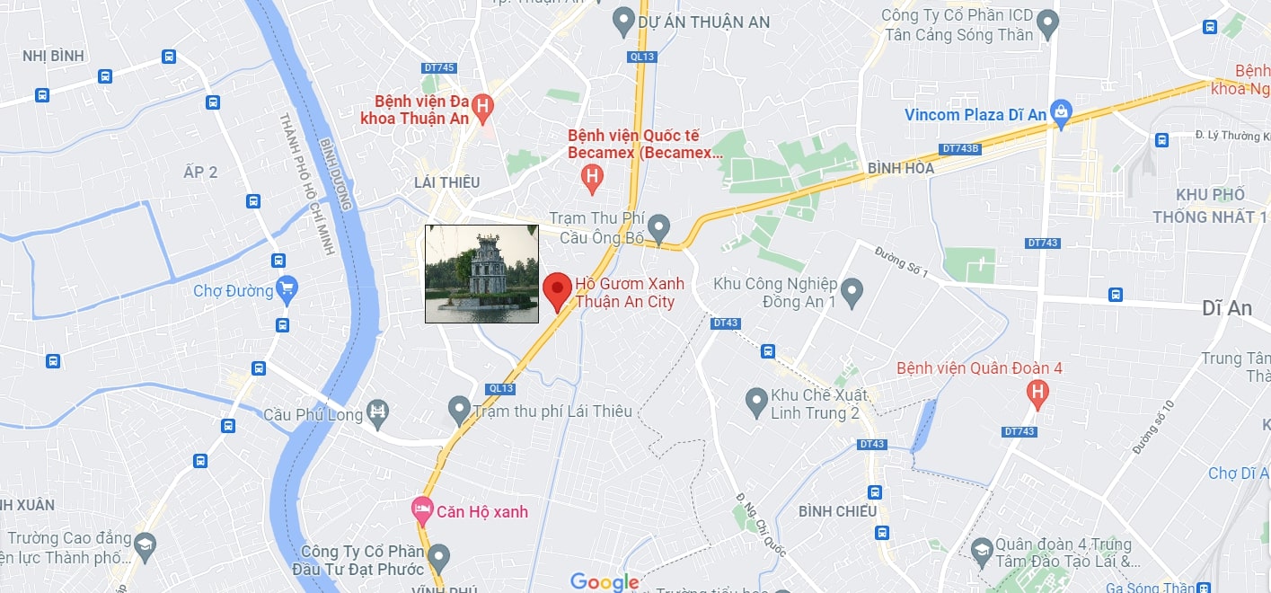 Bản đồ vị trí dự Hồ Gươm Xanh Thuận An 